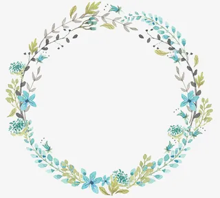 黄绿色的手绘美丽花环免抠