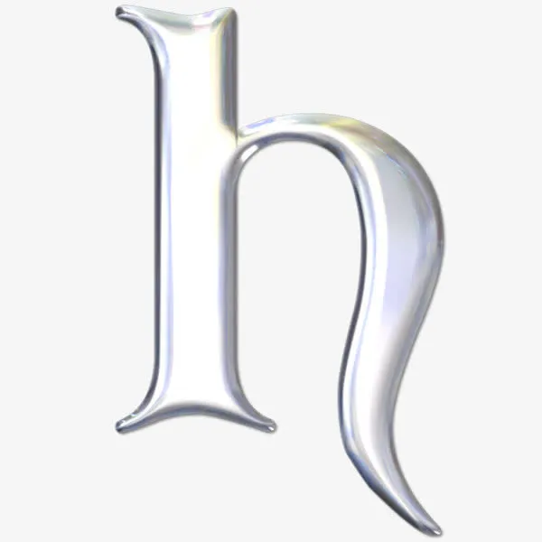 银色金属英文字母h免抠