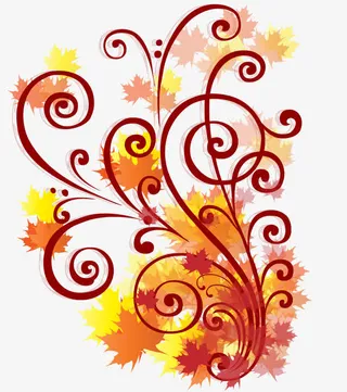 手绘枫叶花纹免抠