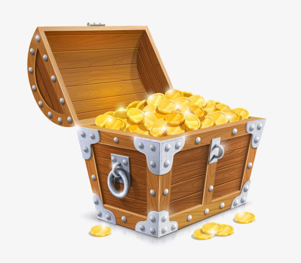 卡通黄金宝箱游戏古风素材免抠