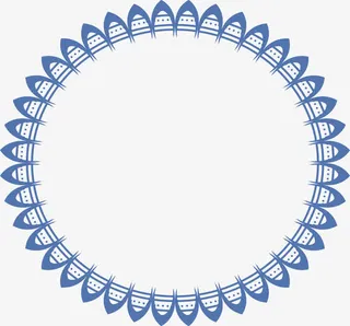 蓝色花瓣装饰框免抠