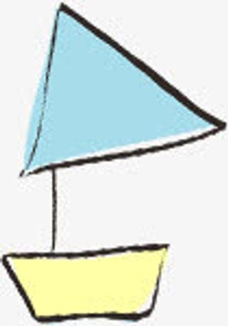 春天蓝色卡通小船免抠