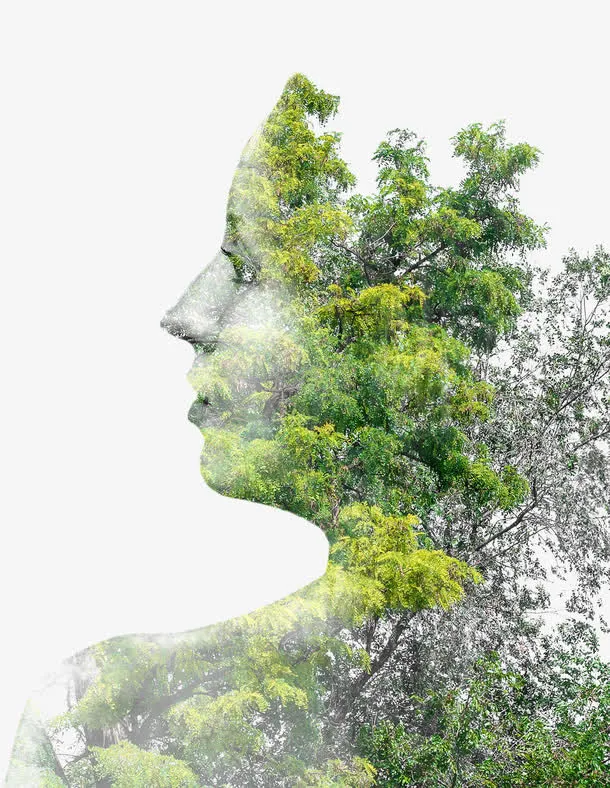 创意树木人物侧脸免抠