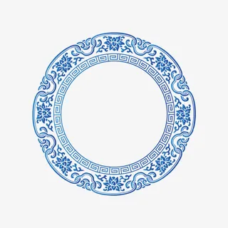 中国风蓝色古典花纹免抠
