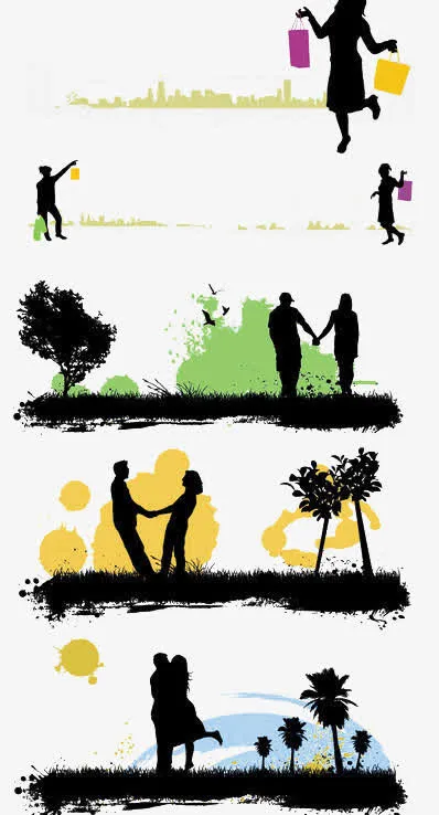 甜蜜恋爱的剪影免抠