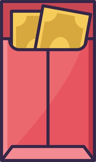 红色卡通压岁钱红包免抠