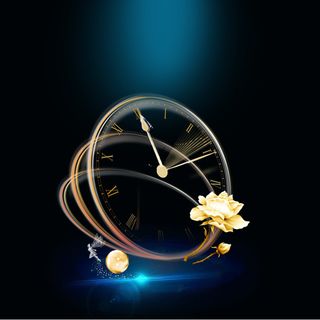 金色时钟精华液PSD分层主图背景素材高清