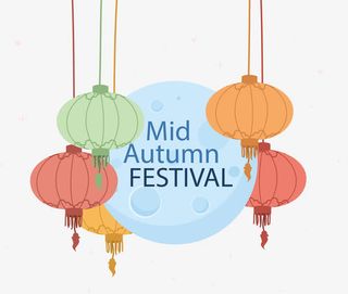 彩色中秋节灯笼免抠