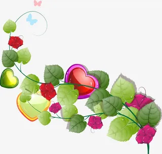 国际儿童绿色叶子心形儿童节素材免抠