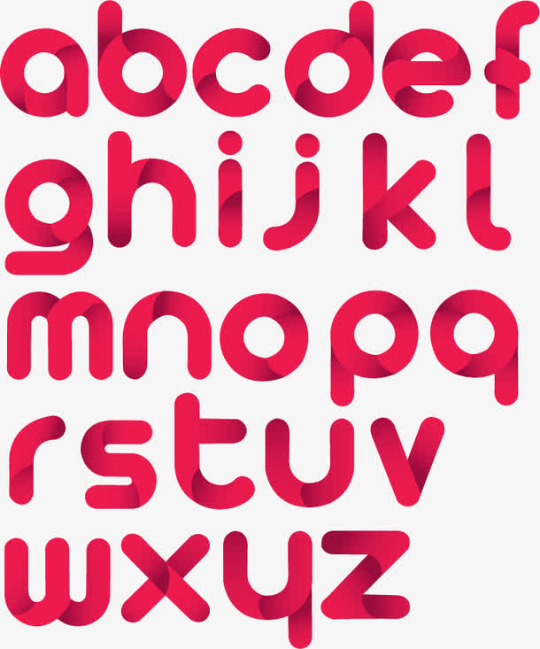 红色渐变英文字母免抠