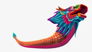 红色中国风龙舟装饰图案免抠