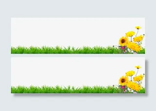 春天草坪草地向日葵装饰免抠