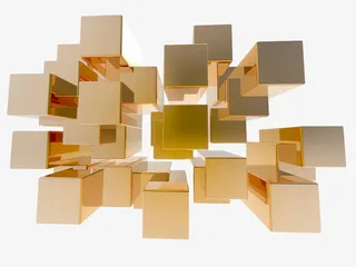 金色立方体免抠