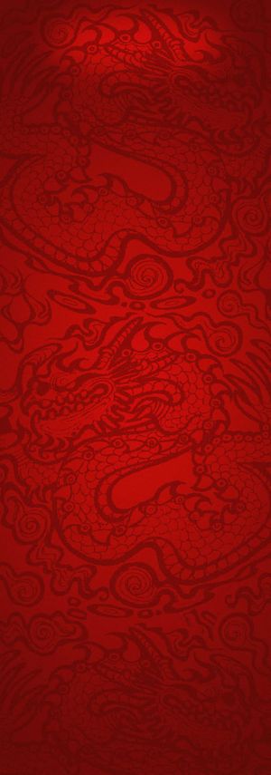 中国风大红色龙纹海报免抠
