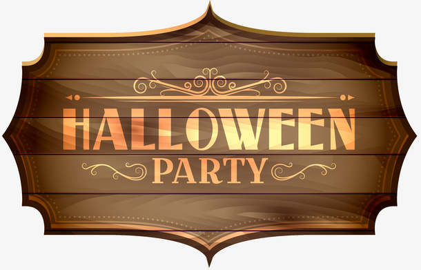 咖啡色万圣节招牌免抠