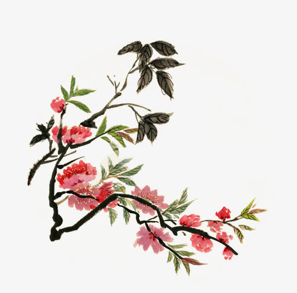 写意桃花免抠