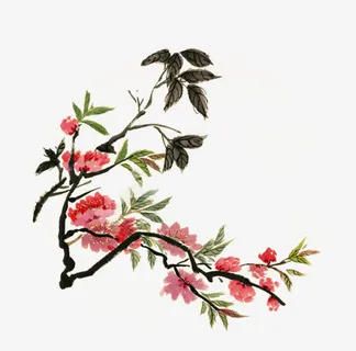 写意桃花免抠