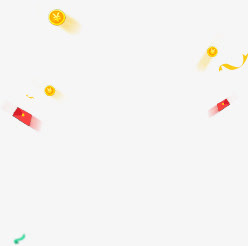 手绘漂浮金币促销装饰免抠