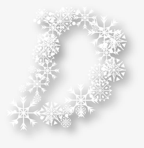 创意卡通装饰英文字母雪花字母D免抠