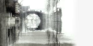 水墨古镇小桥流水免抠