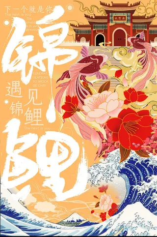 原创锦鲤主题国潮风创意高清