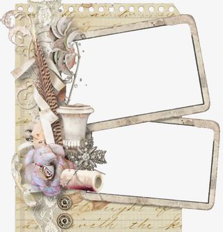 线筒复古纸张边框免抠