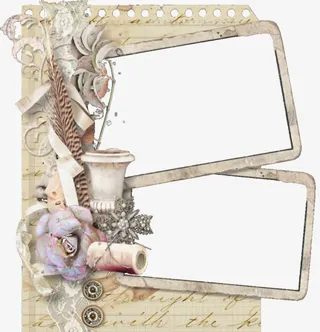 线筒复古纸张边框免抠