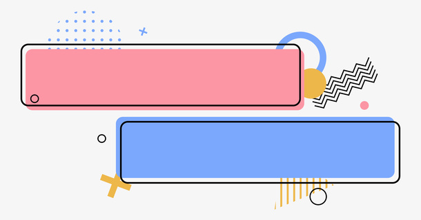 粉蓝孟菲斯可爱标题框舷免抠