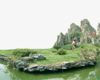 湖山风光美景免抠