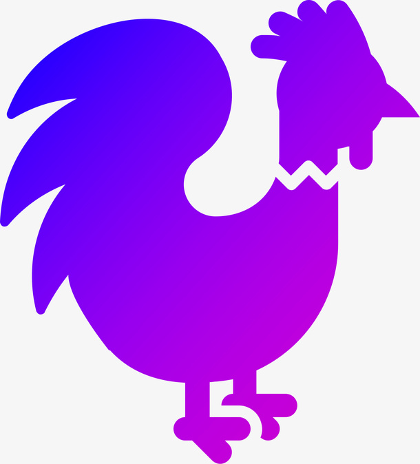 蓝紫色，渐变，公鸡，矢量，放大，方便免抠