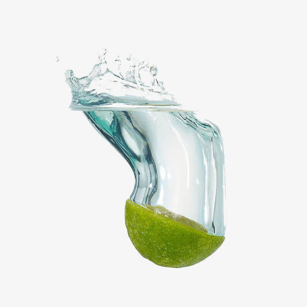 泡着水花的柠檬免抠