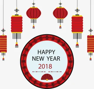 红色中国风灯笼海报免抠