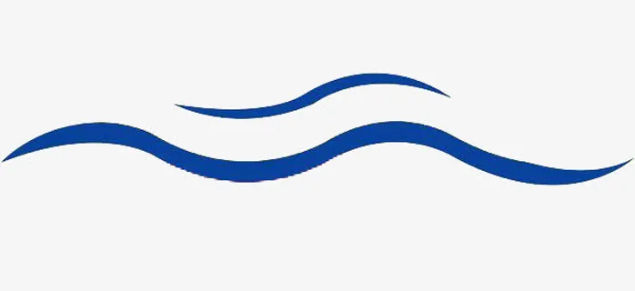 手绘蓝色波浪曲线免抠