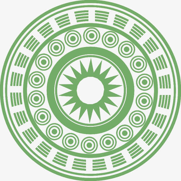 绿色花纹圆形Q版H5游戏界面免抠