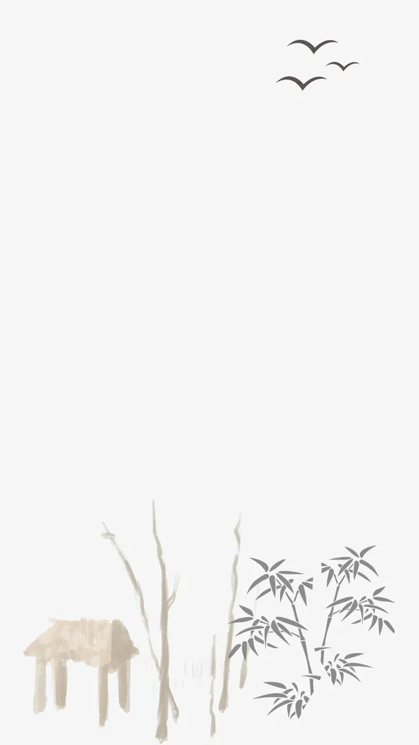 房屋 树枝 飞鸟免抠