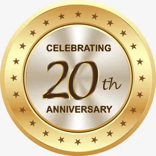 矢量金色标签徽章铁制品二十纪念免抠