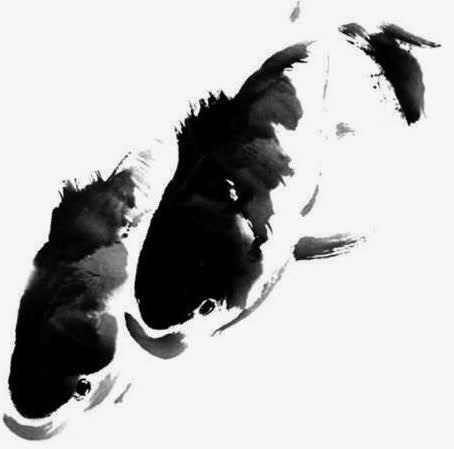 鲤鱼水墨png素材免抠