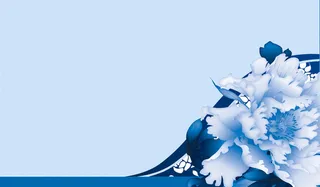 蓝色水墨风牡丹海报背景模板高清