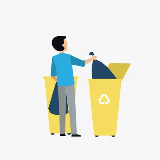 扁平化清洁工扔拉圾袋人物免抠