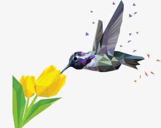 抽象低多边形蜂鸟免抠