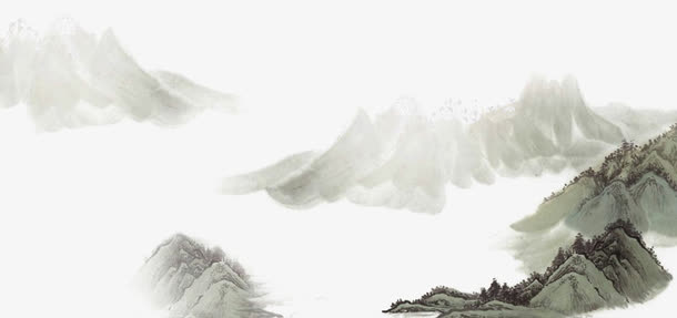 水墨画中国山水免抠