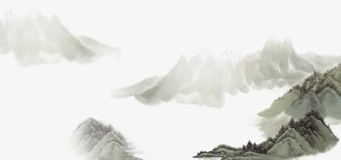 水墨画中国山水免抠