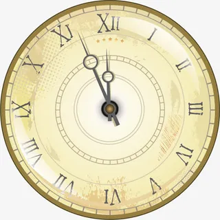 手绘黄色时钟免抠