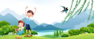 立春小清新文艺燕子背景高清