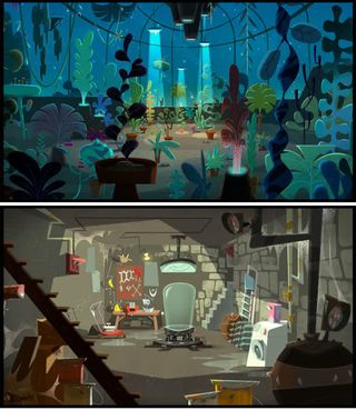 手绘绿色植物海底免抠