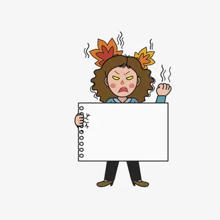 拿便利贴的恼火女士免抠