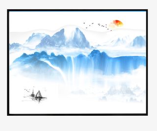 家居装饰中国风水墨挂画免抠