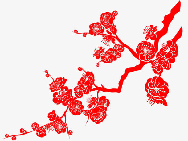 梅花 剪纸 png免抠