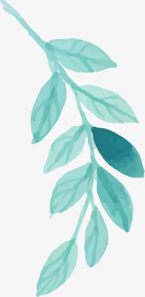 手绘蓝色文艺树叶纹理免抠