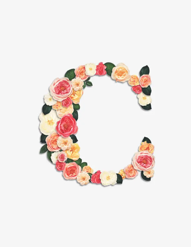 鲜花拼字母C免抠